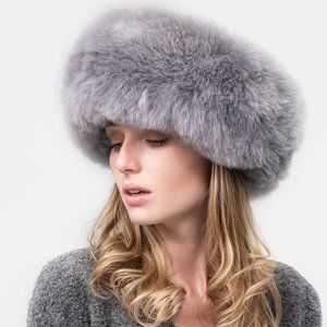 Luxurious Baby Alpaca fur hat GRAY, cossack hat
